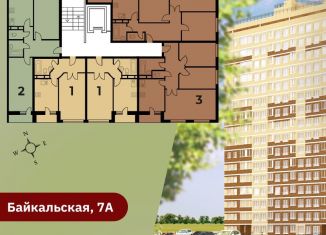 Продается двухкомнатная квартира, 54.8 м2, Пермь, Кировский район, Байкальская улица, 7А