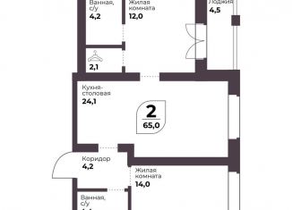 Продам двухкомнатную квартиру, 65 м2, посёлок Терема