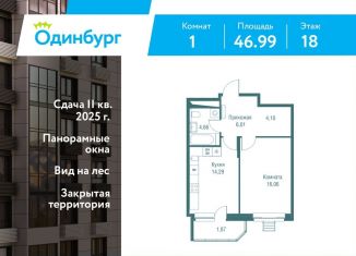 Продажа однокомнатной квартиры, 47 м2, Одинцово