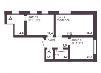 Продается 2-комнатная квартира, 62.3 м2, Челябинск