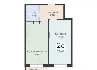 Продажа двухкомнатной квартиры, 45.3 м2, Воронежская область, улица 45-й Стрелковой Дивизии, 259/27