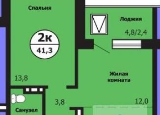 Двухкомнатная квартира на продажу, 42 м2, Красноярск