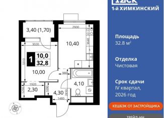 Продажа 1-ком. квартиры, 32.8 м2, Московская область