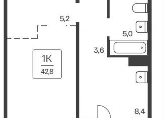 Продаю 1-ком. квартиру, 42.6 м2, Новосибирская область, улица Сибиряков-Гвардейцев, 53/9