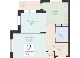 Продажа двухкомнатной квартиры, 47.1 м2, Воронеж, улица 45-й Стрелковой Дивизии, 259/27, Коминтерновский район