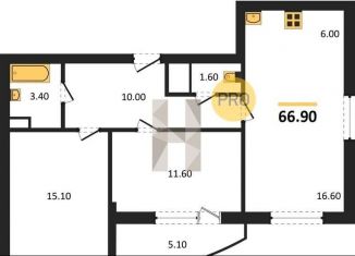 Продается двухкомнатная квартира, 66.9 м2, Воронеж, улица Фёдора Тютчева, 93/4, ЖК Микрорайон Боровое