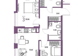 Продается 2-ком. квартира, 53 м2, Тюмень, Калининский округ