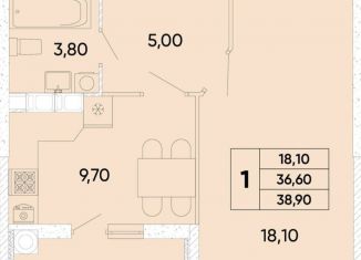 Продаю однокомнатную квартиру, 38.9 м2, Ростов-на-Дону, проспект 40-летия Победы, 111/4с2