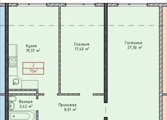 Продажа двухкомнатной квартиры, 75 м2, Дагестан, улица Кирова, 88