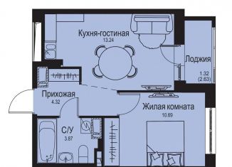 Продам однокомнатную квартиру, 33.4 м2, деревня Новосергиевка