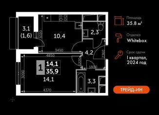 Продается 1-ком. квартира, 35.8 м2, посёлок Развилка, Римский проезд, 7