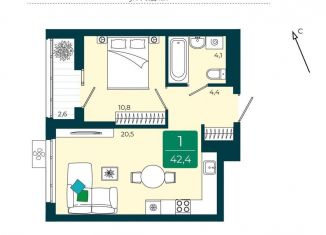 Продается 1-комнатная квартира, 42.4 м2, Тюмень, Калининский округ