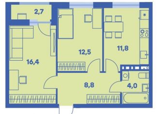 Продается 2-ком. квартира, 54.9 м2, Пермь