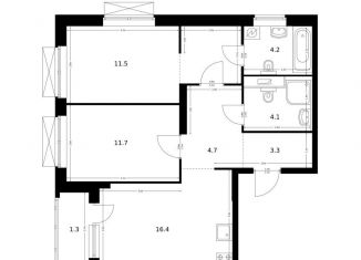 Продажа 2-комнатной квартиры, 63.5 м2, Казань, жилой комплекс Сиберово, 1