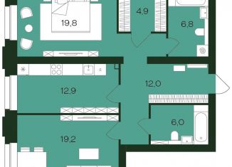 Продается 2-комнатная квартира, 82.6 м2, Чебоксары, жилой комплекс Ялав, поз5.12