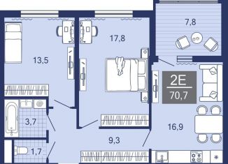 Продажа 2-ком. квартиры, 70.7 м2, деревня Дербыши