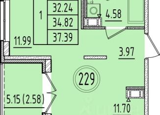 1-ком. квартира на продажу, 32.24 м2, посёлок Шушары