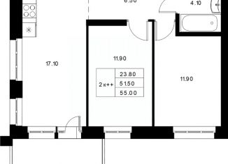 Продам 2-ком. квартиру, 55 м2, Казань, Приволжский район