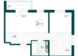 Продам 2-комнатную квартиру, 51.4 м2, Иркутск