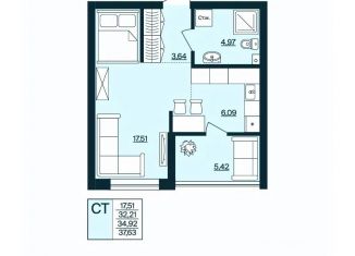 Продается 1-ком. квартира, 37.71 м2, Липецк