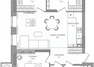 Продам четырехкомнатную квартиру, 88.6 м2, Пермский край, Парковый проспект, 36В