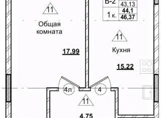 1-ком. квартира на продажу, 44.1 м2, Саха (Якутия)