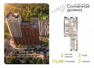 2-ком. квартира на продажу, 73.96 м2, Обнинск, ЖК Солнечная Долина