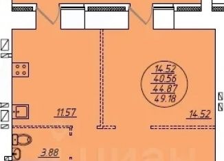 Продам 1-ком. квартиру, 44.87 м2, Йошкар-Ола