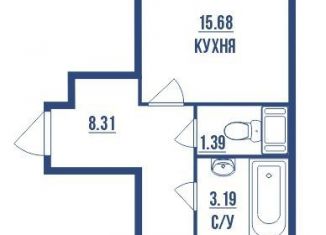 Продажа 1-комнатной квартиры, 43.3 м2, Санкт-Петербург, проспект Ветеранов, муниципальный округ Константиновское