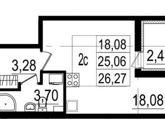 Продажа квартиры студии, 27.5 м2, Санкт-Петербург, Дачный проспект, муниципальный округ Княжево
