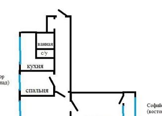 3-комнатная квартира в аренду, 59.3 м2, Санкт-Петербург, Софийская улица, 31, Софийская улица