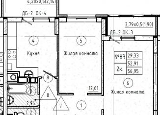 Продается 2-ком. квартира, 57 м2, Батайск, ЖК Талалихина, переулок Талалихина, 30к1