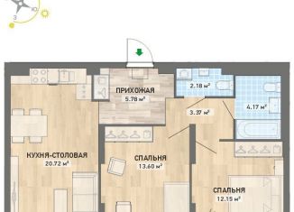 Двухкомнатная квартира на продажу, 62 м2, Екатеринбург, ЖК Просторы