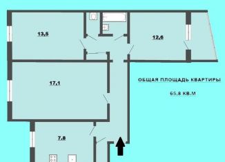3-комнатная квартира на продажу, 65.8 м2, Тюмень, улица Газовиков, 3