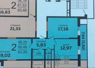 Продается 2-ком. квартира, 63.3 м2, Новороссийск, улица Хворостянского, 25, ЖК Кутузовский