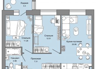 Продается 3-комнатная квартира, 57 м2, Ульяновск, ЖК Центрополис, жилой комплекс Центрополис, 4