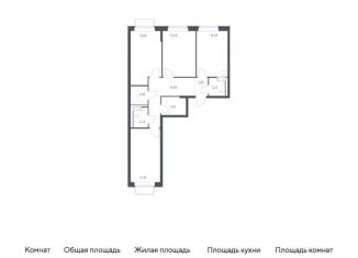 Продажа трехкомнатной квартиры, 77.8 м2, посёлок Мирный, жилой комплекс Томилино Парк, к6.1