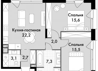 2-ком. квартира на продажу, 68.4 м2, Москва, метро Свиблово, Снежная улица, вл22к3