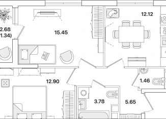 Продажа 2-ком. квартиры, 52.7 м2, Санкт-Петербург, метро Академическая