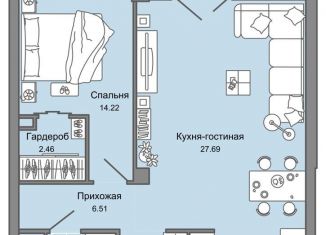 2-комнатная квартира на продажу, 57 м2, Ульяновск, жилой комплекс Центрополис, 1, Заволжский район