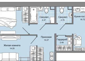 Продажа трехкомнатной квартиры, 65 м2, Ульяновская область, жилой комплекс Юлла, 2