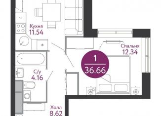 1-комнатная квартира на продажу, 37.3 м2, Москва, 1-я Ватутинская улица, 14к1