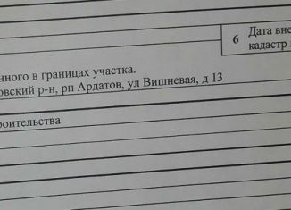 Продается участок, 12 сот., рабочий посёлок Ардатов, Вишнёвая улица