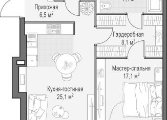 Продам однокомнатную квартиру, 53.3 м2, Москва, метро Улица 1905 года