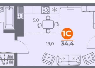 Продается квартира студия, 34.8 м2, Ростов-на-Дону, ЖК Сокол на Оганова, улица Оганова, 20с1