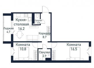 Продаю 2-ком. квартиру, 56.3 м2, Челябинская область