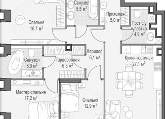 Продажа двухкомнатной квартиры, 76.3 м2, Москва, Пресненский район
