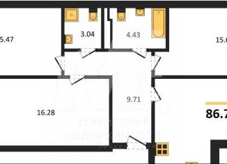 Продаю 3-ком. квартиру, 86.7 м2, Калининградская область