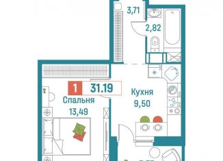 1-ком. квартира на продажу, 31.2 м2, Мурино