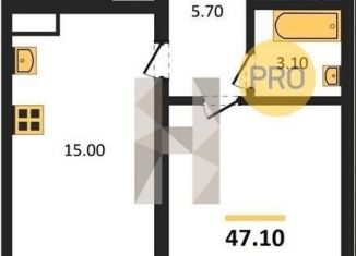 Продаю 1-ком. квартиру, 47.1 м2, Воронеж, улица Фёдора Тютчева, 105